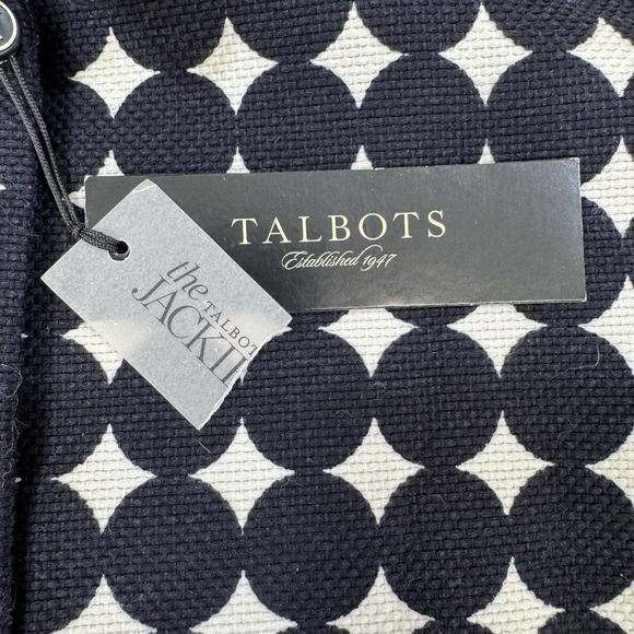 NEW Talbots Jackie Fit Polka Dot Blazer Jacket 100% Cotton Womens Size 14 Preppy - Picture 9 of 14